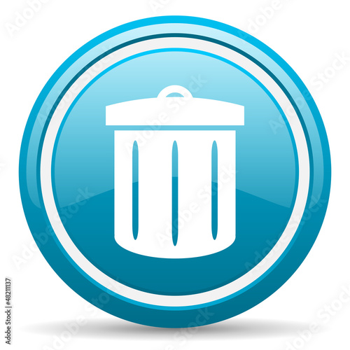 Illustration: recycle blue glossy icon on white background recycle blue glossy icon on white background
