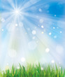 Vector of spring background, sky and grass.