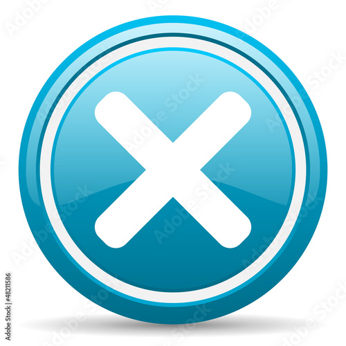 Illustration: cancel blue glossy icon on white background cancel blue glossy icon on white background