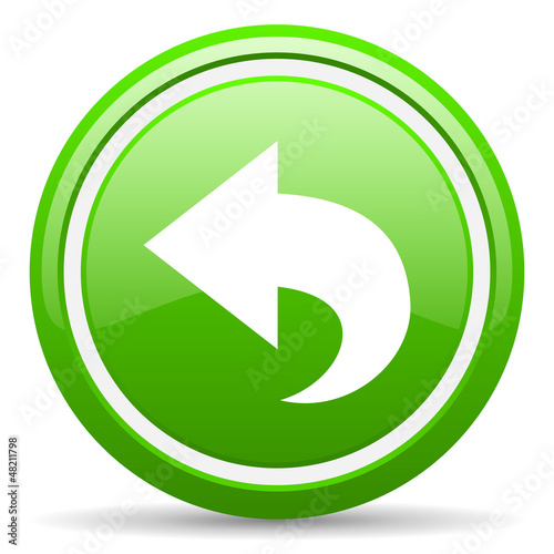 Illustration: back green glossy icon on white background back green glossy icon on white background