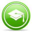 graduation green glossy icon on white background