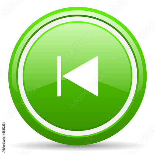 Illustration: prev green glossy icon on white background prev green glossy icon on white background
