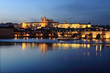 Prague gothic Castle with Charles Bridge after Sunset