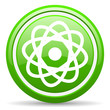 atom green glossy icon on white background