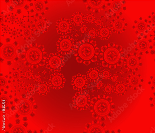 Vector: Patterned floral red background Patterned floral red background
