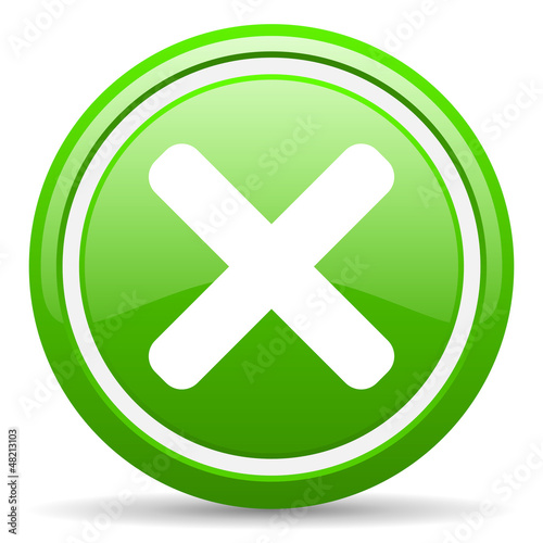 Illustration: cancel green glossy icon on white background cancel green glossy icon on white background