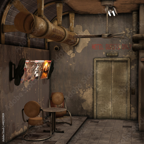 Illustration: Hintergrund - Wartebereich eines alten Hotels Hintergrund - Wartebereich eines alten Hotels