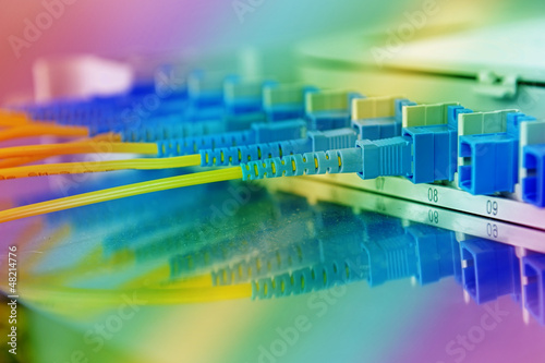 Photo: Data transfer by optical fibre information technology. Data transfer by optical fibre information technology.