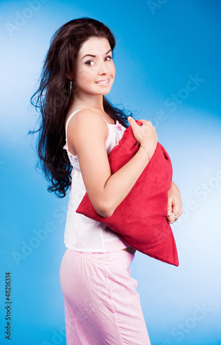 Photo: woman with pillow woman with pillow