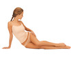 woman in cotton underwear touching her legs