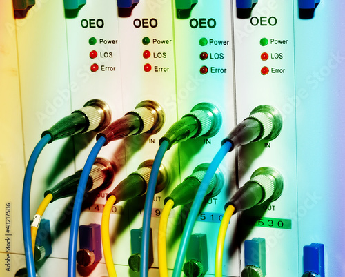 Photo: Data transfer by optical fibre information technology. Data transfer by optical fibre information technology.