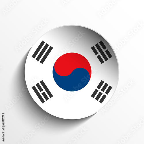 Vector: South Korea Flag Paper Circle Shadow Button South Korea Flag Paper Circle Shadow Button