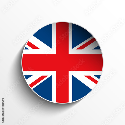 Vector: UK Flag Paper Circle Shadow Button UK Flag Paper Circle Shadow Button