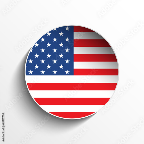 Vector: USA Flag Paper Circle Shadow Button USA Flag Paper Circle Shadow Button