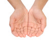 Cupped hands of young woman - isolated on white background