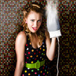 Funny Cute Cleaning Woman Ironing Retro Fashion