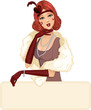 Vector: Cute girl in retro style with place for your message, eps10 Cute girl in retro style with place for your message, eps10