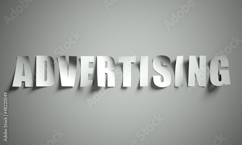 Illustration: Advertising cut from paper on background Advertising cut from paper on background