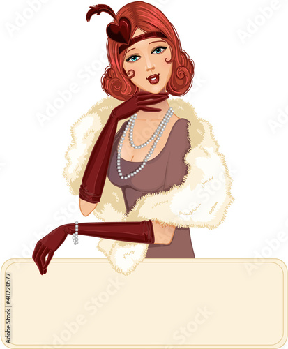 Vector: Cute girl in retro style with place for your message, eps10 Cute girl in retro style with place for your message, eps10