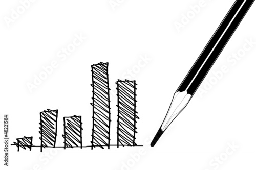 Vector: Male hand drawing a chart isolated on white background Male hand drawing a chart isolated on white background