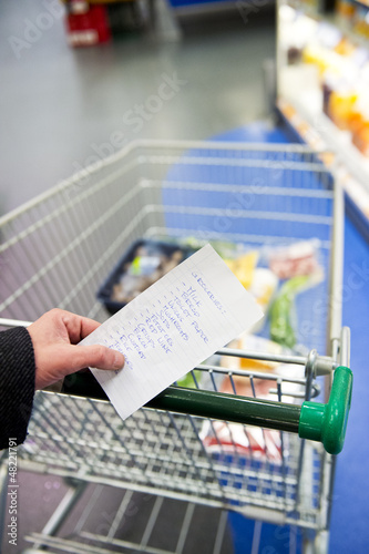 Photo: Shopping cart and groceries Shopping cart and groceries