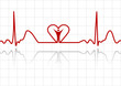 Background with ECG lines, human and heart