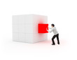 Photo: Young man placing a cube for completion Young man placing a cube for completion