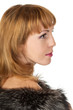 beautiful young woman with fur collar