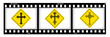 churches crosses on film background