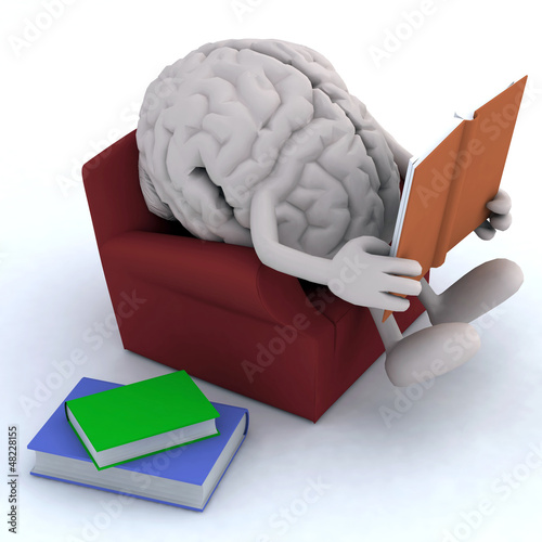 Illustration: brain organ reading a book from the couch brain organ reading a book from the couch