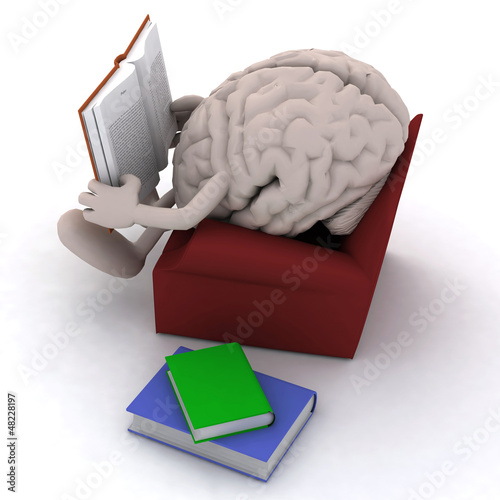 Illustration: brain organ reading a book from the couch brain organ reading a book from the couch