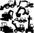 excavator silhouette - vector