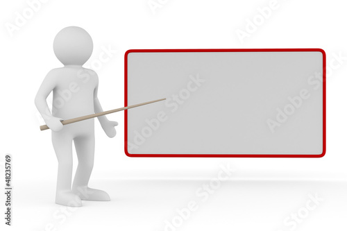 Illustration: Men with empty board. Isolated 3d image Men with empty board. Isolated 3d image