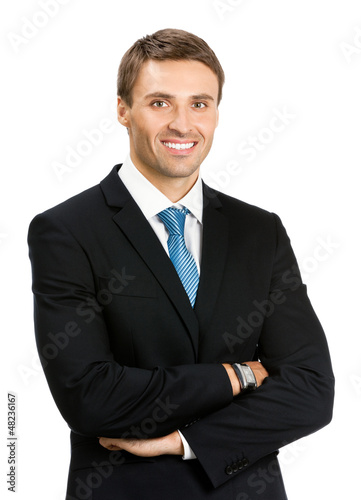 Photo: Smiling young businessman, isolated Smiling young businessman, isolated