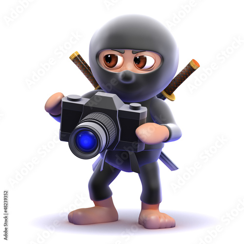 Illustration: Ninja takes a photograph with his SLR camera Ninja takes a photograph with his SLR camera