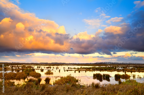 Photo: dramatic colorful sunrise over swamp dramatic colorful sunrise over swamp