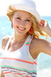 Closeup of beautiful girl at the beach