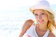 Closeup of beautiful girl at the beach