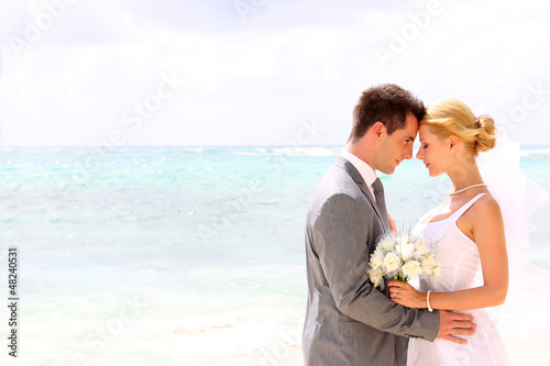 Photo: Bride and groom on a romantic moment Bride and groom on a romantic moment