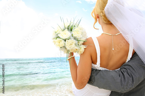 Photo: Just married couple looking towards the future Just married couple looking towards the future