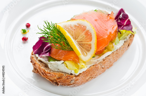 Photo: Sandwich with smoked salmon Sandwich with smoked salmon