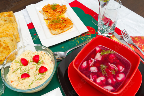 Photo: Christmas eve table with traditional polish food Christmas eve table with traditional polish food