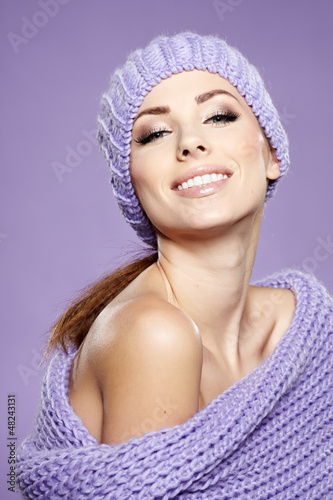 Photo: beautiful woman in warm clothing beautiful woman in warm clothing
