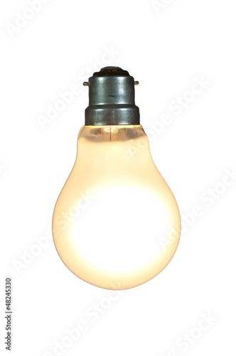 Photo: lit lightbulb on white lit lightbulb on white