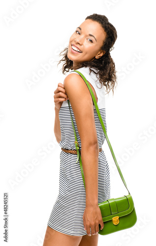 Photo: Beautiful mixed race Woman smiling portrait isolated on white ba Beautiful mixed race Woman smiling portrait isolated on white ba