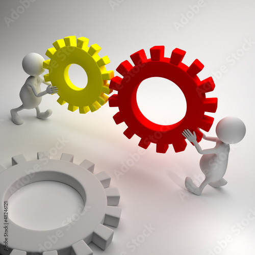 Illustration: 3D People and gears 3D People and gears
