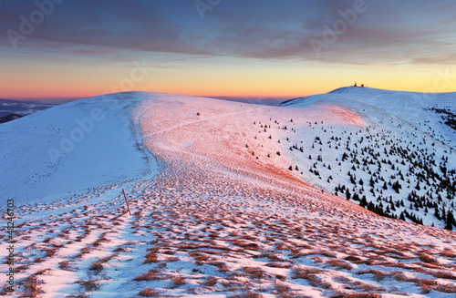 Photo: Winter mountains landscape at sunset - Slovakia - Fatra Winter mountains landscape at sunset - Slovakia - Fatra