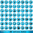 Set of 56 glossy blue web icons, buttons