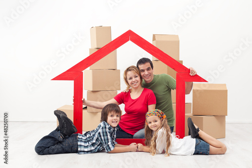 Photo: Family in a new home concept Family in a new home concept
