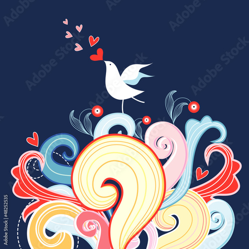 Vector: floral background with love bird floral background with love bird